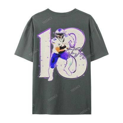 Unisex Casual Cotton Short Sleeve T-Shirt | JUSTIN JEFFERSON TEE 10.15