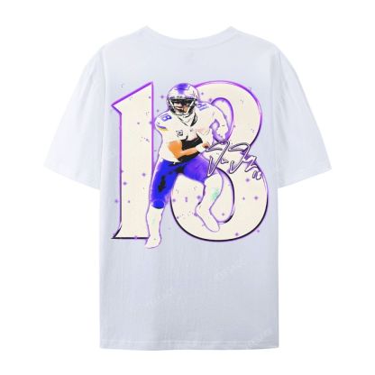 Unisex Casual Cotton Short Sleeve T-Shirt | JUSTIN JEFFERSON TEE 10.15