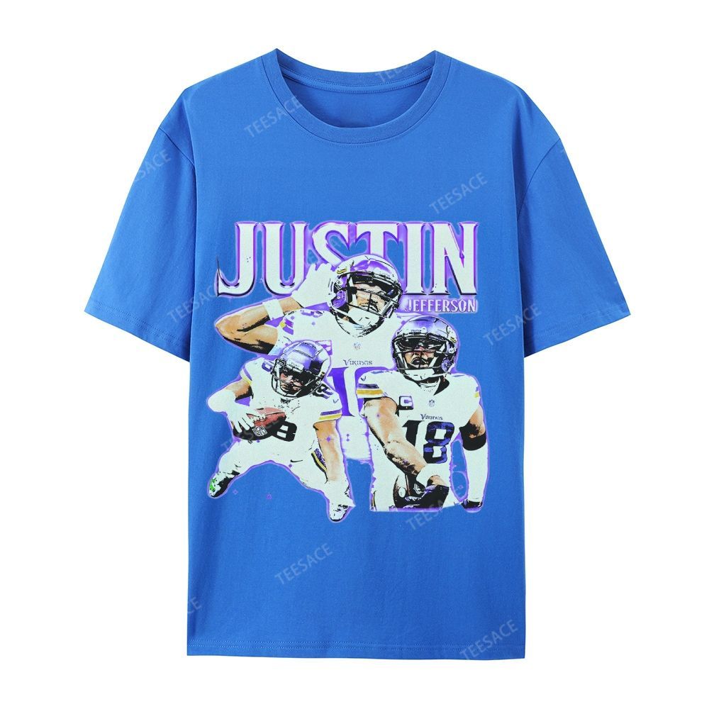 Unisex Casual Cotton Short Sleeve T-Shirt | JUSTIN JEFFERSON TEE 10.15