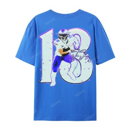 Unisex Casual Cotton Short Sleeve T-Shirt | JUSTIN JEFFERSON TEE 10.15