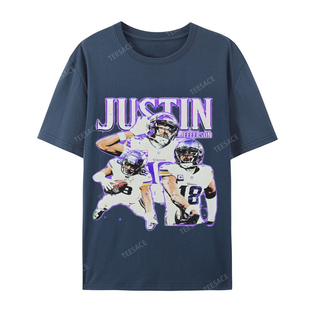 Unisex Casual Cotton Short Sleeve T-Shirt | JUSTIN JEFFERSON TEE 10.15