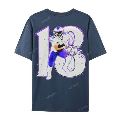 Unisex Casual Cotton Short Sleeve T-Shirt | JUSTIN JEFFERSON TEE 10.15