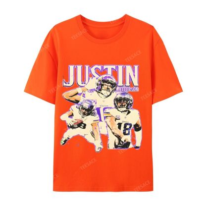 Unisex Casual Cotton Short Sleeve T-Shirt | JUSTIN JEFFERSON TEE 10.15