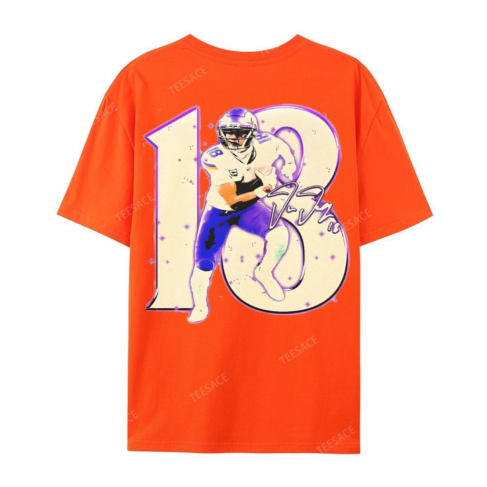 Unisex Casual Cotton Short Sleeve T-Shirt | JUSTIN JEFFERSON TEE 10.15