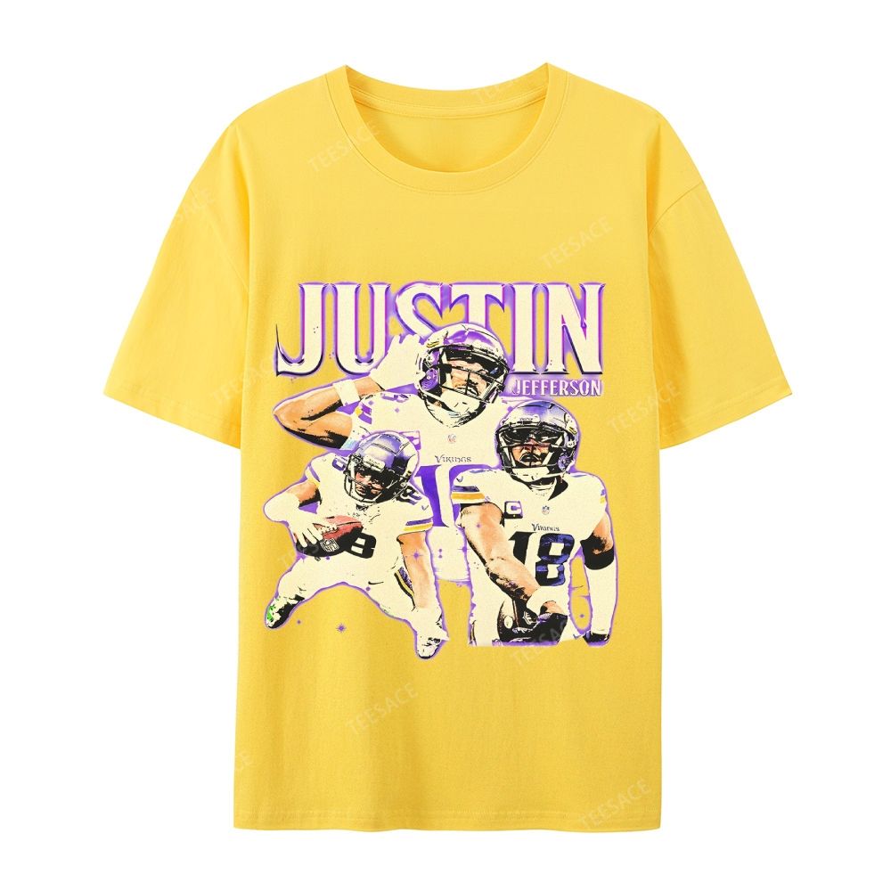 Unisex Casual Cotton Short Sleeve T-Shirt | JUSTIN JEFFERSON TEE 10.15