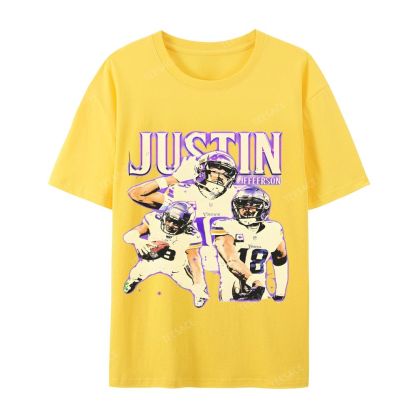 Unisex Casual Cotton Short Sleeve T-Shirt | JUSTIN JEFFERSON TEE 10.15