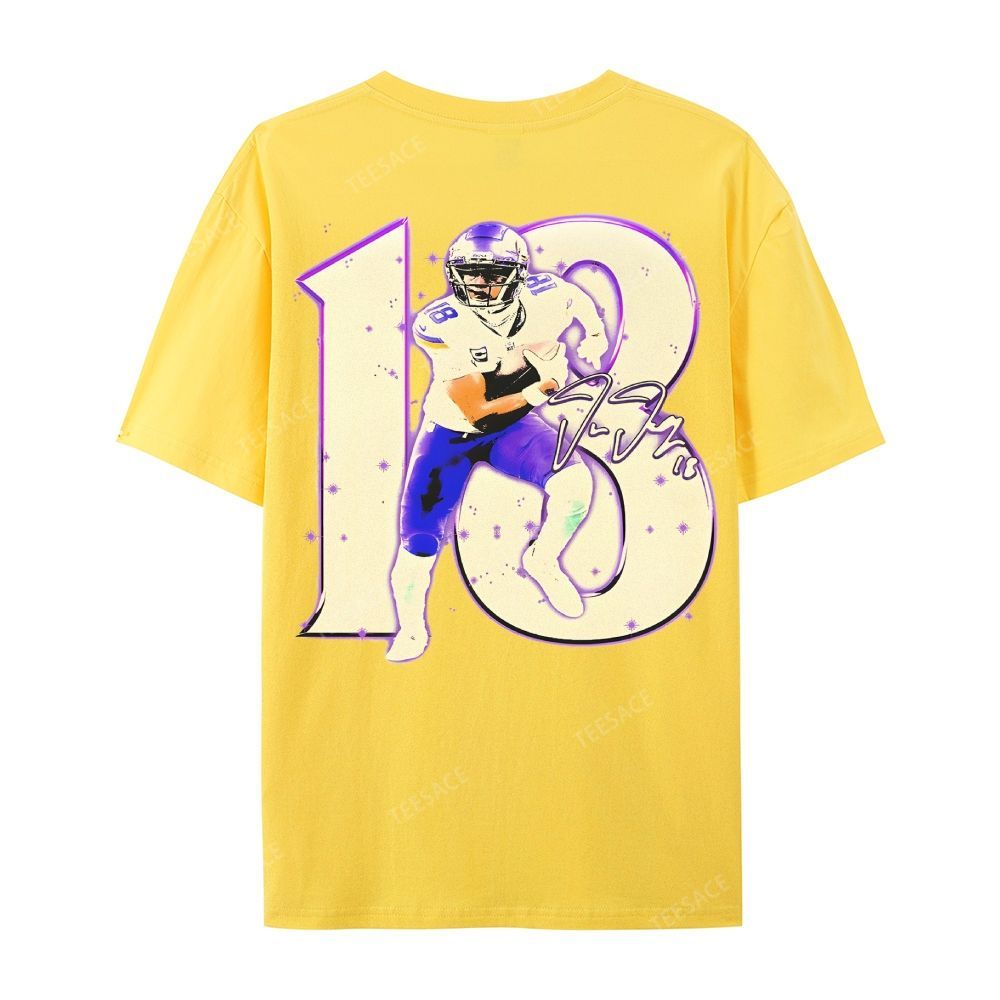 Unisex Casual Cotton Short Sleeve T-Shirt | JUSTIN JEFFERSON TEE 10.15