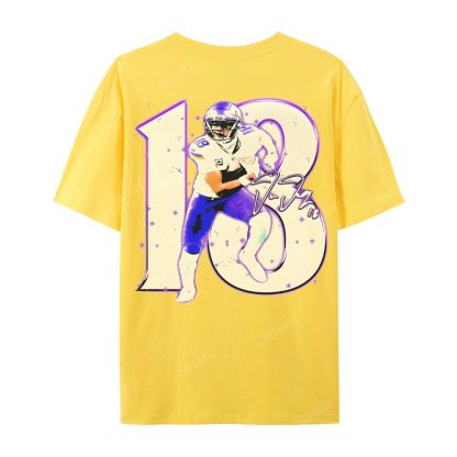 Unisex Casual Cotton Short Sleeve T-Shirt | JUSTIN JEFFERSON TEE 10.15