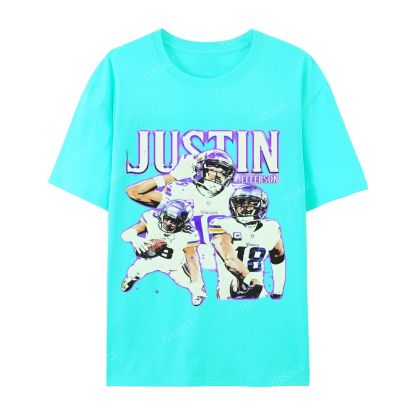 Unisex Casual Cotton Short Sleeve T-Shirt | JUSTIN JEFFERSON TEE 10.15