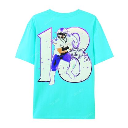 Unisex Casual Cotton Short Sleeve T-Shirt | JUSTIN JEFFERSON TEE 10.15