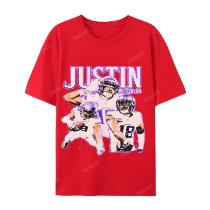 Unisex Casual Cotton Short Sleeve T-Shirt | JUSTIN JEFFERSON TEE 10.15