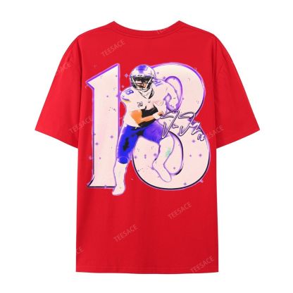 Unisex Casual Cotton Short Sleeve T-Shirt | JUSTIN JEFFERSON TEE 10.15