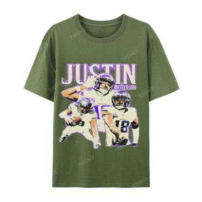 Unisex Casual Cotton Short Sleeve T-Shirt | JUSTIN JEFFERSON TEE 10.15