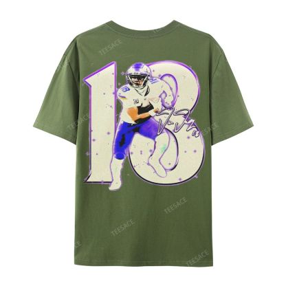 Unisex Casual Cotton Short Sleeve T-Shirt | JUSTIN JEFFERSON TEE 10.15
