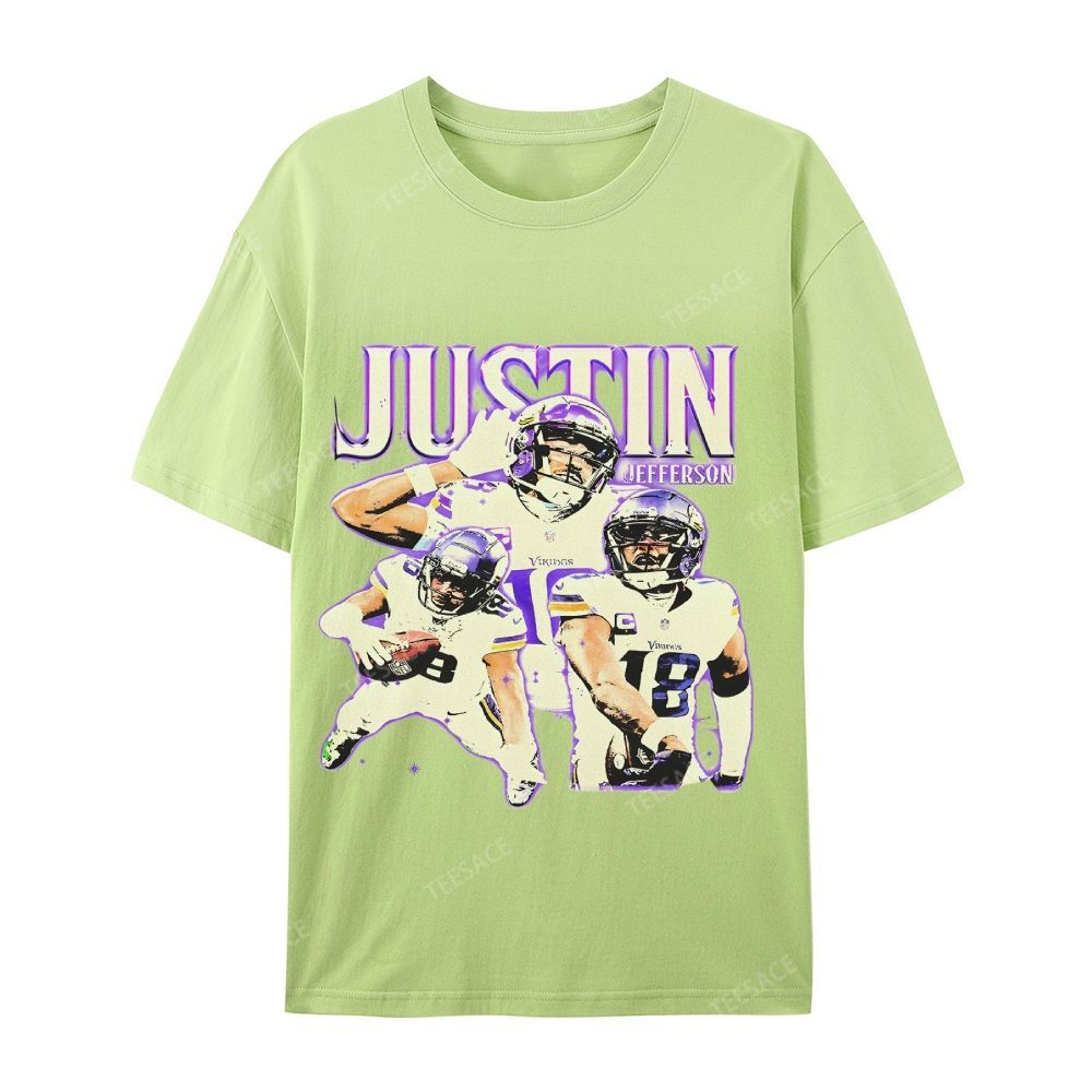Unisex Casual Cotton Short Sleeve T-Shirt | JUSTIN JEFFERSON TEE 10.15