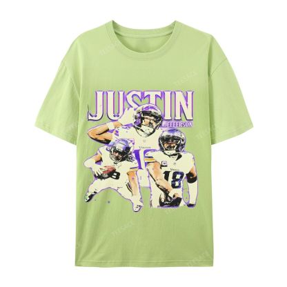 Unisex Casual Cotton Short Sleeve T-Shirt | JUSTIN JEFFERSON TEE 10.15