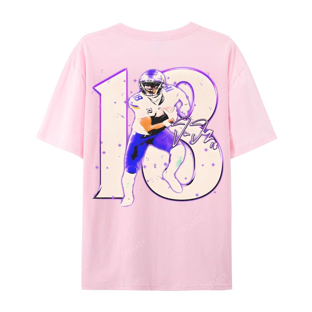 Unisex Casual Cotton Short Sleeve T-Shirt | JUSTIN JEFFERSON TEE 10.15