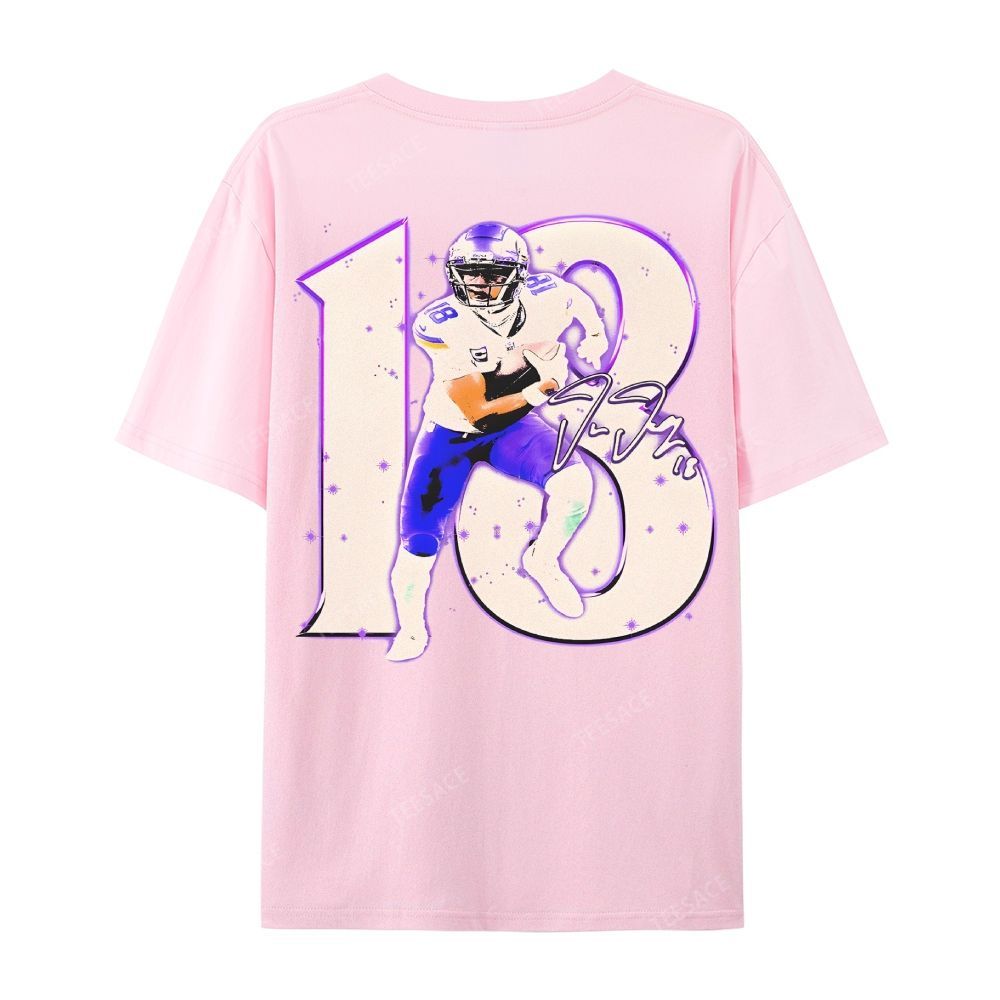 Unisex Casual Cotton Short Sleeve T-Shirt | JUSTIN JEFFERSON TEE 10.15