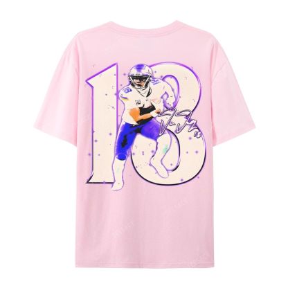 Unisex Casual Cotton Short Sleeve T-Shirt | JUSTIN JEFFERSON TEE 10.15