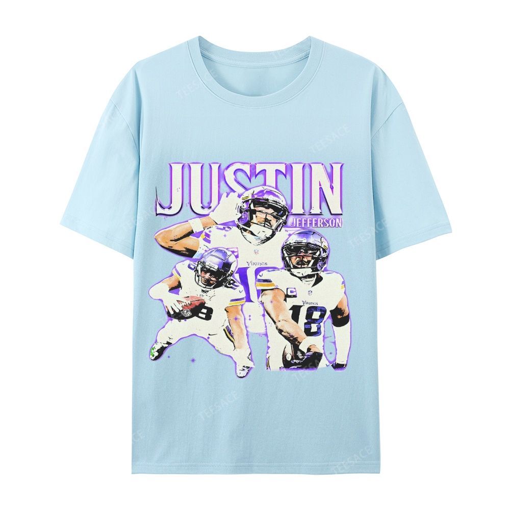 Unisex Casual Cotton Short Sleeve T-Shirt | JUSTIN JEFFERSON TEE 10.15