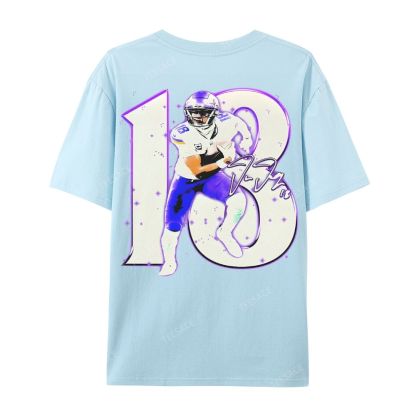 Unisex Casual Cotton Short Sleeve T-Shirt | JUSTIN JEFFERSON TEE 10.15
