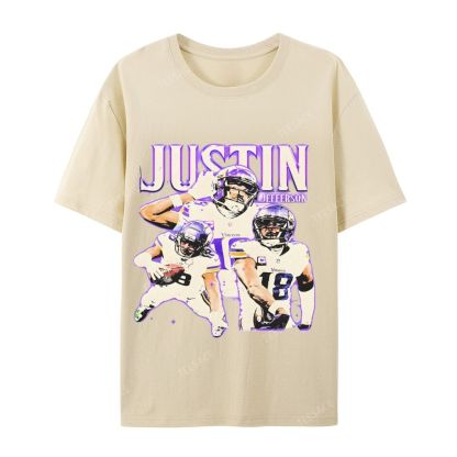 Unisex Casual Cotton Short Sleeve T-Shirt | JUSTIN JEFFERSON TEE 10.15