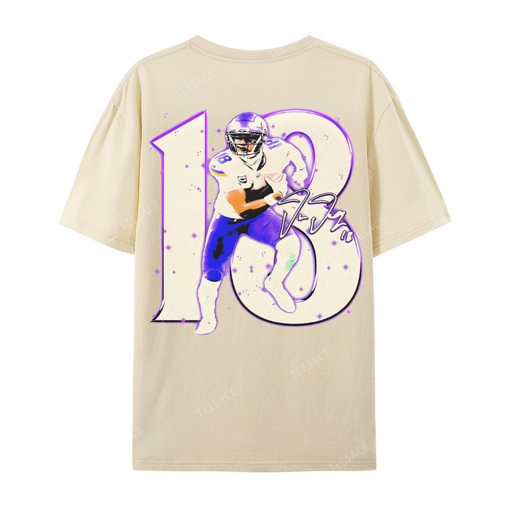 Unisex Casual Cotton Short Sleeve T-Shirt | JUSTIN JEFFERSON TEE 10.15