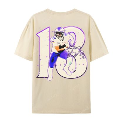 Unisex Casual Cotton Short Sleeve T-Shirt | JUSTIN JEFFERSON TEE 10.15