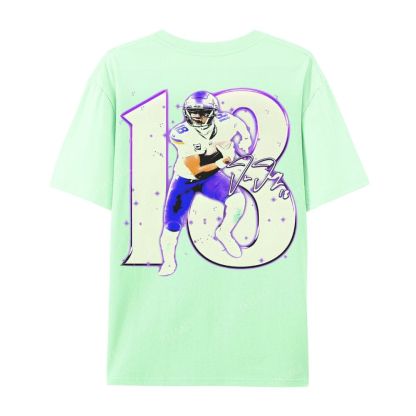 Unisex Casual Cotton Short Sleeve T-Shirt | JUSTIN JEFFERSON TEE 10.15