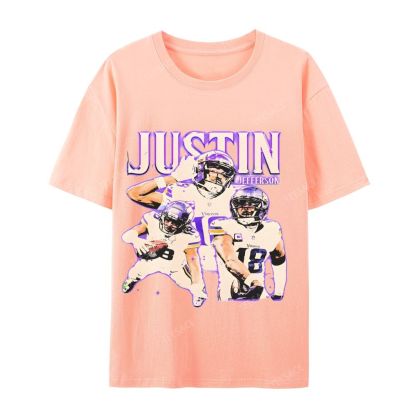 Unisex Casual Cotton Short Sleeve T-Shirt | JUSTIN JEFFERSON TEE 10.15
