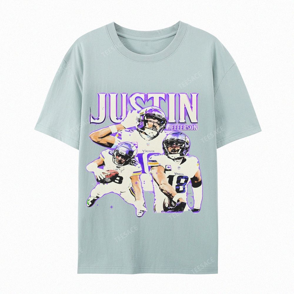 Unisex Casual Cotton Short Sleeve T-Shirt | JUSTIN JEFFERSON TEE 10.15
