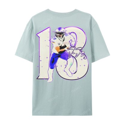 Unisex Casual Cotton Short Sleeve T-Shirt | JUSTIN JEFFERSON TEE 10.15