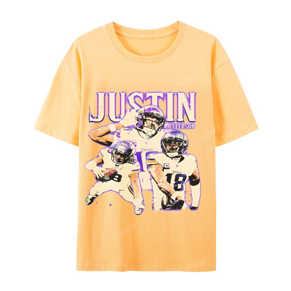 Unisex Casual Cotton Short Sleeve T-Shirt | JUSTIN JEFFERSON TEE 10.15