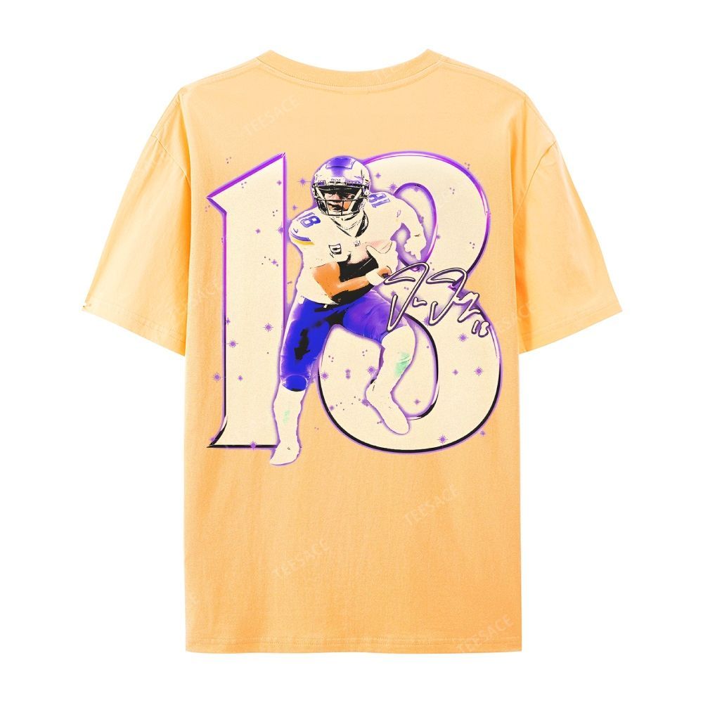 Unisex Casual Cotton Short Sleeve T-Shirt | JUSTIN JEFFERSON TEE 10.15