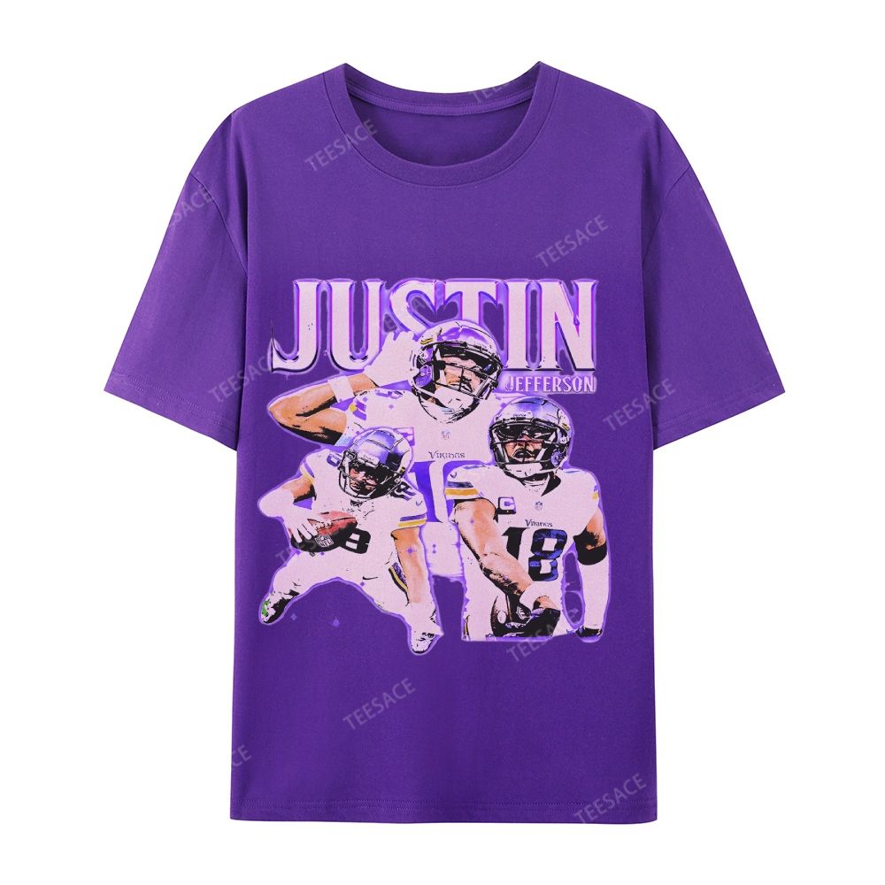 Unisex Casual Cotton Short Sleeve T-Shirt | JUSTIN JEFFERSON TEE 10.15