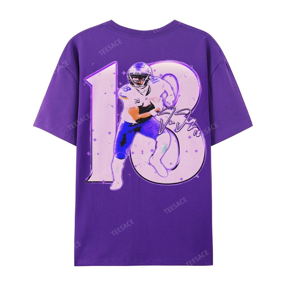 Unisex Casual Cotton Short Sleeve T-Shirt | JUSTIN JEFFERSON TEE 10.15