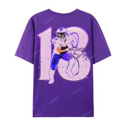 Unisex Casual Cotton Short Sleeve T-Shirt | JUSTIN JEFFERSON TEE 10.15