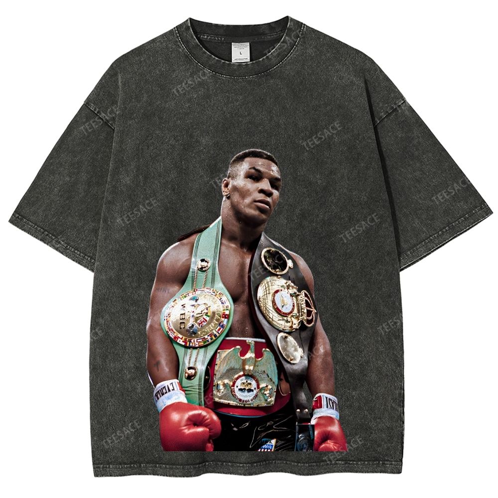 Vintage Style Unisex-Adult Oversized Washed Street T-shirt MIKE TYSON 11.18 TEE