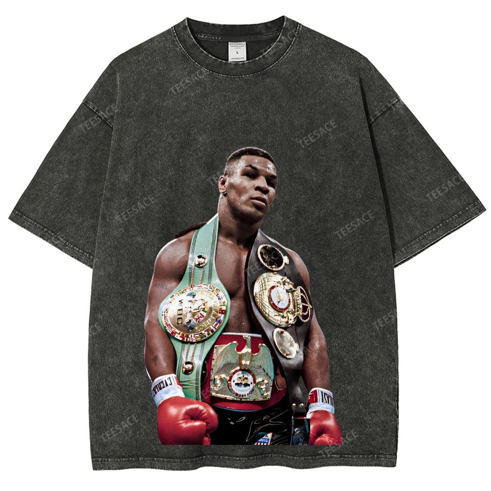 Vintage Style Unisex-Adult Oversized Washed Street T-shirt MIKE TYSON 