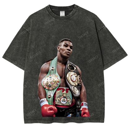 Vintage Style Unisex-Adult Oversized Washed Street T-shirt MIKE TYSON 11.18 TEE