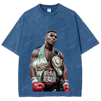 Vintage Style Unisex-Adult Oversized Washed Street T-shirt MIKE TYSON 11.18 TEE
