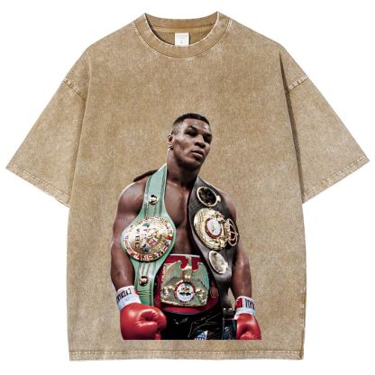 Vintage Style Unisex-Adult Oversized Washed Street T-shirt MIKE TYSON 11.18 TEE