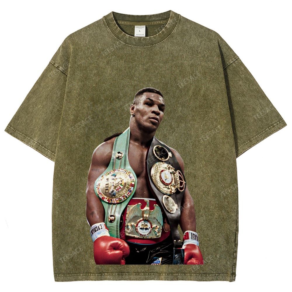 Vintage Style Unisex-Adult Oversized Washed Street T-shirt MIKE TYSON 11.18 TEE