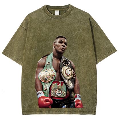 Vintage Style Unisex-Adult Oversized Washed Street T-shirt MIKE TYSON 11.18 TEE