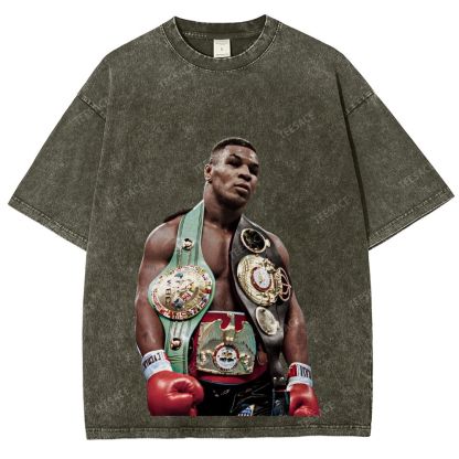 Vintage Style Unisex-Adult Oversized Washed Street T-shirt MIKE TYSON 11.18 TEE