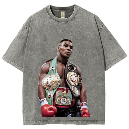 Vintage Style Unisex-Adult Oversized Washed Street T-shirt MIKE TYSON 11.18 TEE