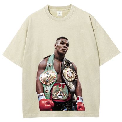 Vintage Style Unisex-Adult Oversized Washed Street T-shirt MIKE TYSON 11.18 TEE
