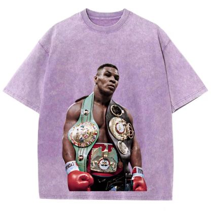 Vintage Style Unisex-Adult Oversized Washed Street T-shirt MIKE TYSON 11.18 TEE
