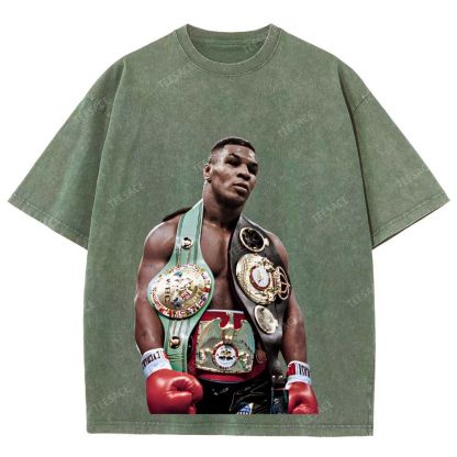 Vintage Style Unisex-Adult Oversized Washed Street T-shirt MIKE TYSON 11.18 TEE