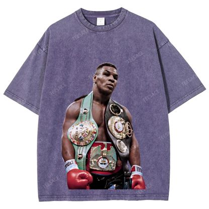 Vintage Style Unisex-Adult Oversized Washed Street T-shirt MIKE TYSON 11.18 TEE